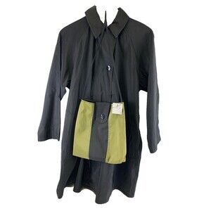 Mycra Pac Now Reversible Rain Jacket Button Collared Black Green Purse SM Medium